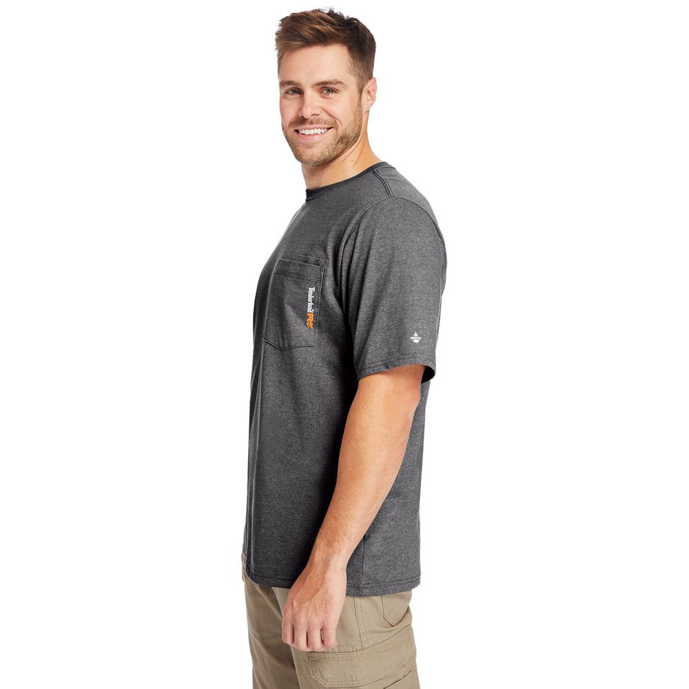 Camisetas Timberland Argentina Hombre - Pro® Big & Tall Base Plate Short-Sleeve - Gris Oscuro - PSQR